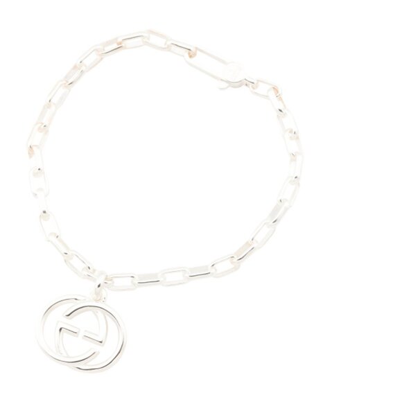 GUCCI Silver Made In Italy Sterling Silver Logo Charm Bracelet - Picture 1 of 2